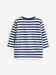 Navy Blue/White Long Sleeve Christmas 100% Cotton T-Shirt (3mths-7yrs) - Image 2 of 3