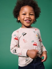 Natural Long Sleeve Christmas 100% Cotton T-Shirt (3mths-7yrs) - Image 1 of 8