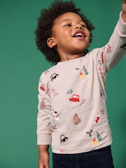 Natural Long Sleeve Christmas 100% Cotton T-Shirt (3mths-7yrs) - Image 4 of 8