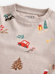 Natural Long Sleeve Christmas 100% Cotton T-Shirt (3mths-7yrs) - Image 7 of 8