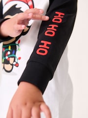 Black/White Long Sleeve Christmas 100% Cotton T-Shirt (3mths-7yrs) - Image 3 of 8