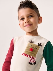 Ecru White Long Sleeve Christmas 100% Cotton T-Shirt (3mths-7yrs) - Image 4 of 7