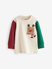 Ecru White Long Sleeve Christmas 100% Cotton T-Shirt (3mths-7yrs) - Image 5 of 7