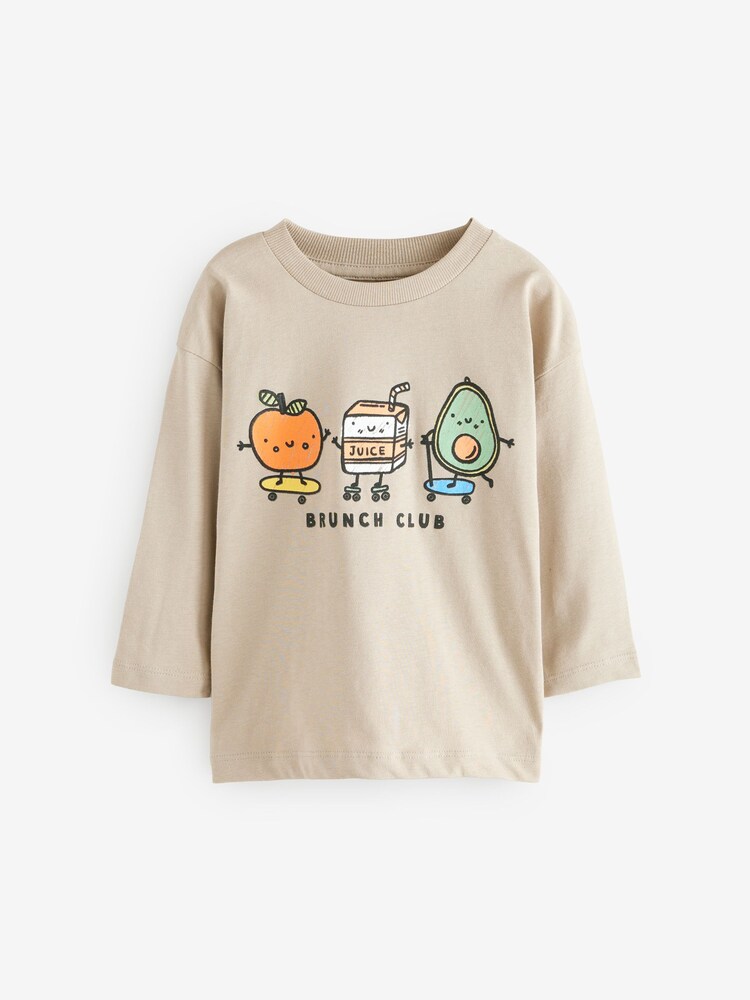 Neutral Brunch Club 100% Cotton Long Sleeve Character T-Shirt (3mths-7yrs) - Image 1 of 4
