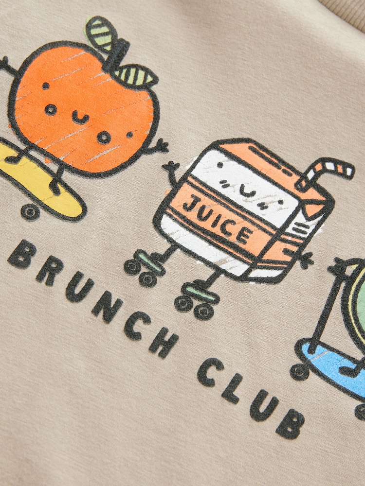 Neutral Brunch Club 100% Cotton Long Sleeve Character T-Shirt (3mths-7yrs) - Image 4 of 4 Neutral Brunch Club 100% Cotton Long Sleeve Character T-Shirt (3mths-7yrs) - Image 4 of 4