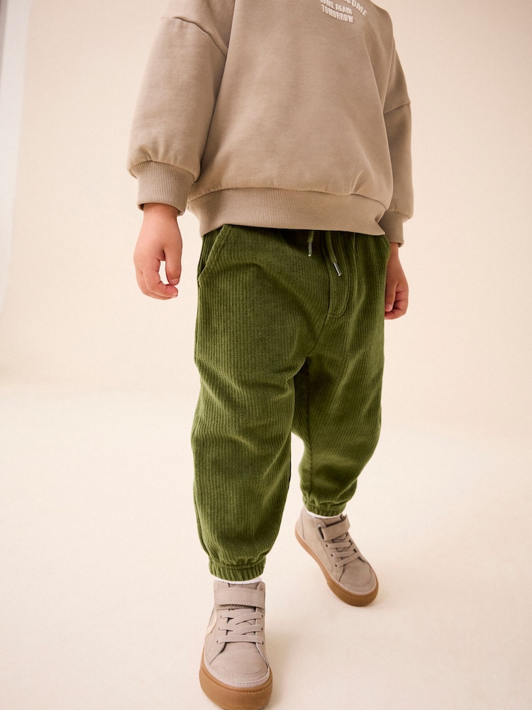 Khaki Green Cord Jersey Cuffed Joggers (3mths-7yrs) - Image 2 of 8