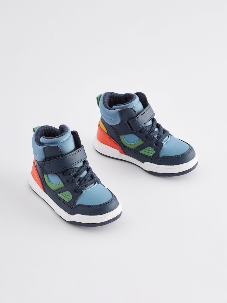 Blue Elastic Lace Touch Fastening High Top Trainers - Image 1 of 5