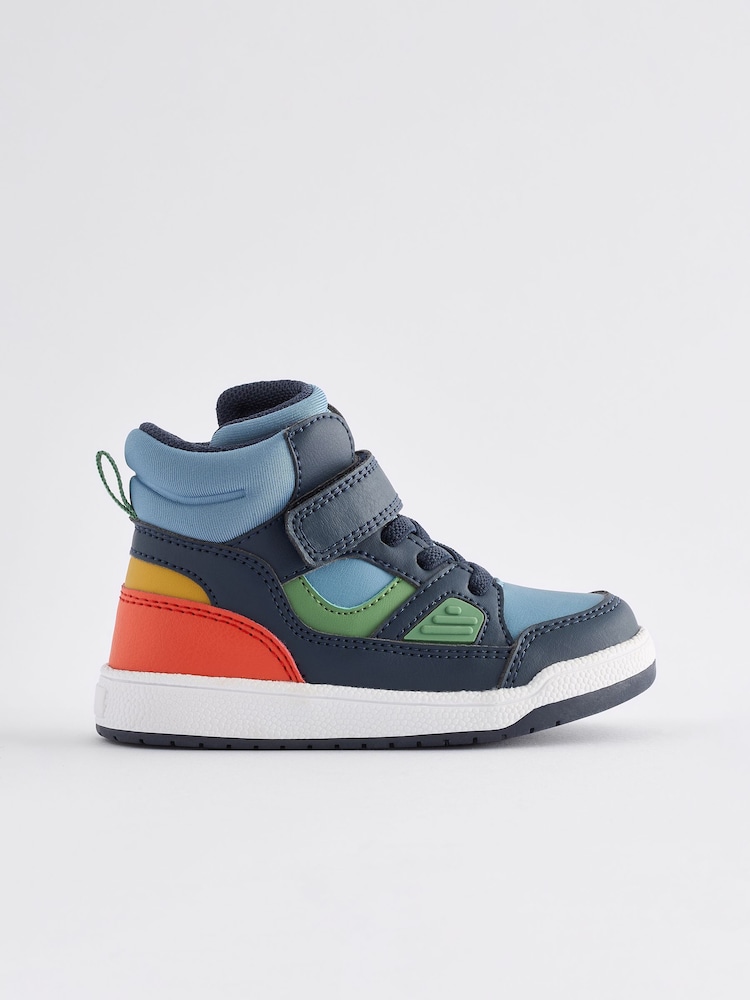 Blue Elastic Lace Touch Fastening High Top Trainers - Image 2 of 5