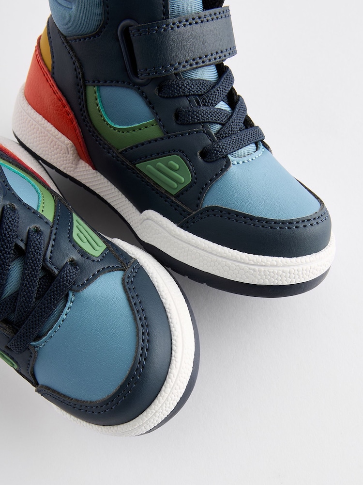Blue Elastic Lace Touch Fastening High Top Trainers - Image 5 of 5