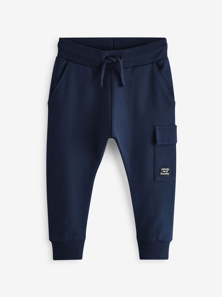 Blue/Dark Green/Charcoal Grey Super Skinny Utility Joggers 3 Pack (3mths-7yrs) - Image 4 of 6