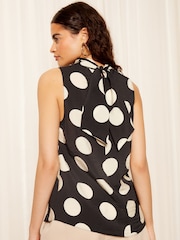 Friends Like These Black/White Sleeveless High Neck Halter Blouse - Image 4 of 4