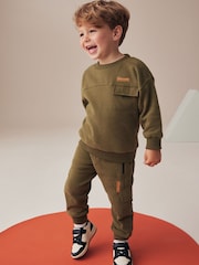 Khaki Green Utility Sweatshirt and Joggers Set (3mths-7yrs) - Image 1 of 5