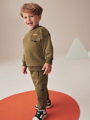 Khaki Green Utility Sweatshirt and Joggers Set (3mths-7yrs) - Image 3 of 5