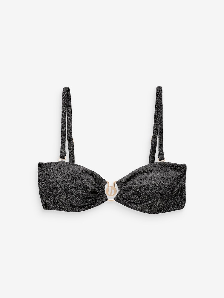 Noir - HautB by Ted Baker de bandeau texturé scintillant Bikini - Image 7 de 7