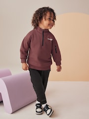 Burgundy Red Funnel Zip Neck Sweatshirt and Joggers Set (3mths-7yrs) - Image 1 of 9