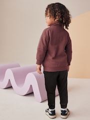 Burgundy Red Funnel Zip Neck Sweatshirt and Joggers Set (3mths-7yrs) - Image 2 of 9
