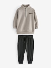 Mink Brown Funnel Zip Neck Sweatshirt and Joggers Set (3mths-7yrs) - Image 6 of 8