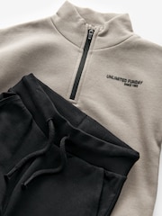Mink Brown Funnel Zip Neck Sweatshirt and Joggers Set (3mths-7yrs) - Image 8 of 8
