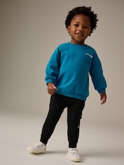 Teal Blue/Black Utility Sweatshirt and Super Skinny Joggers Set (3mths-7yrs) - Image 1 of 8