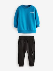 Teal Blue/Black Utility Sweatshirt and Super Skinny Joggers Set (3mths-7yrs) - Image 5 of 8