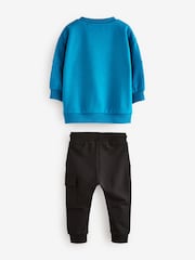 Teal Blue/Black Utility Sweatshirt and Super Skinny Joggers Set (3mths-7yrs) - Image 6 of 8