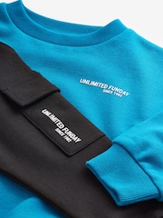 Teal Blue/Black Utility Sweatshirt and Super Skinny Joggers Set (3mths-7yrs) - Image 7 of 8