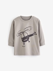 Black/Grey 100% Cotton Long Sleeve Transport T-Shirts 3 Pack (3mths-7yrs) - Image 2 of 5
