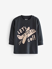 Black/Grey 100% Cotton Long Sleeve Transport T-Shirts 3 Pack (3mths-7yrs) - Image 4 of 5