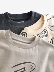 Black/Grey 100% Cotton Long Sleeve Transport T-Shirts 3 Pack (3mths-7yrs) - Image 5 of 5