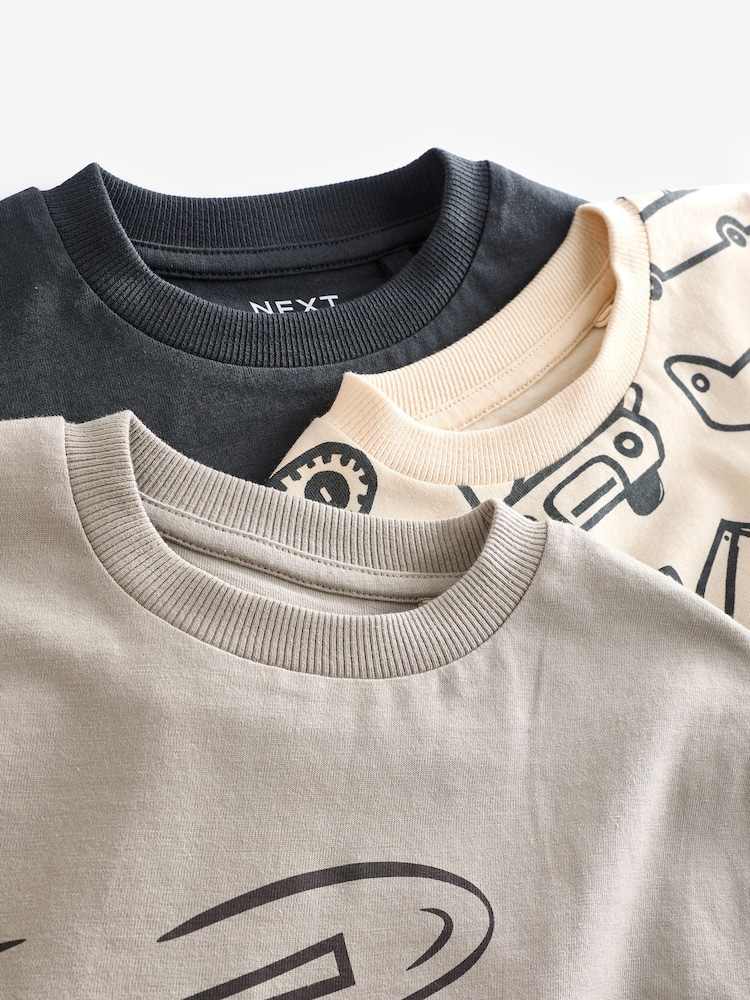 Black/Grey 100% Cotton Long Sleeve Transport T-Shirts 3 Pack (3mths-7yrs) - Image 5 of 5 Black/Grey 100% Cotton Long Sleeve Transport T-Shirts 3 Pack (3mths-7yrs) - Image 5 of 5