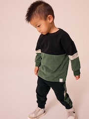 Black/Green 100% Cotton Long Sleeve Soft Touch T-Shirt and Joggers Set (3mths-7yrs) - Image 1 of 1