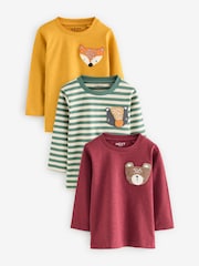 Zelena/modra - Živalski vzorci z dolgimi rokavi Character majica 3 Pack (3mths-7yrs) - Slika 1 iz 6