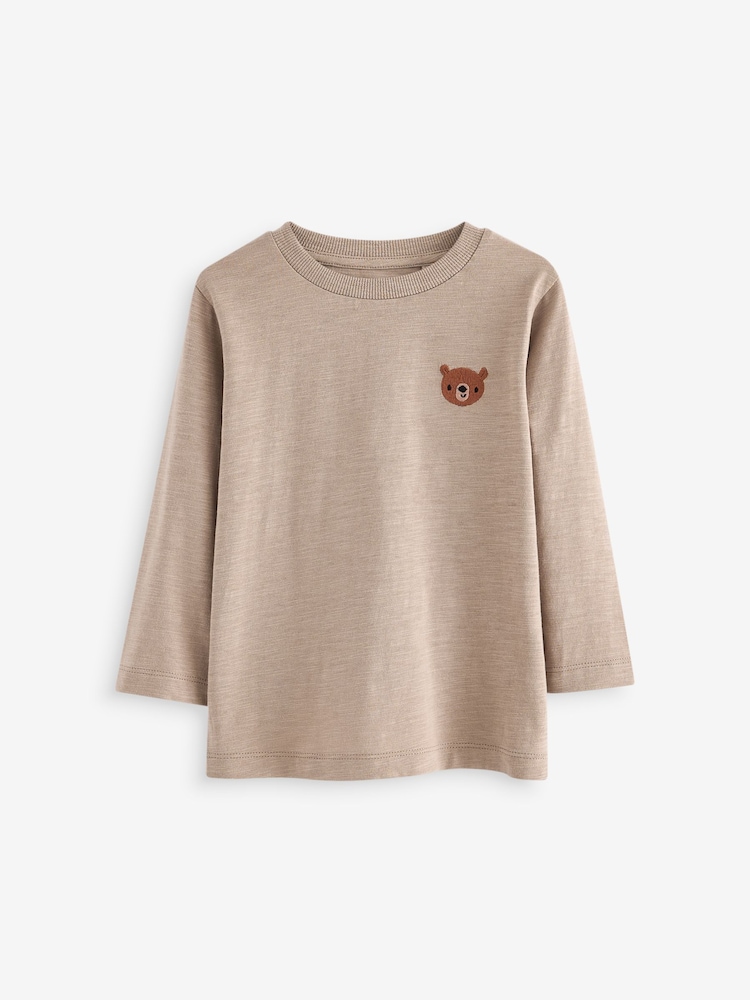 Grey/Brown Woodland Animal Long Sleeve Character T-Shirts 4 Pack (3mths-7yrs) - Image 2 of 7