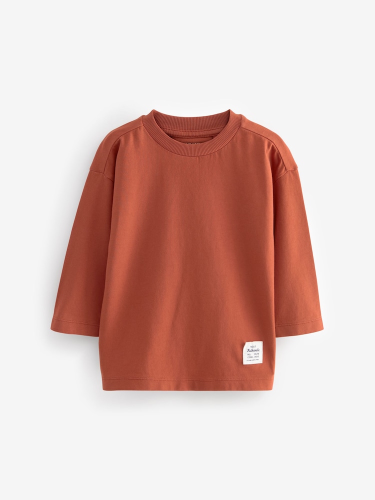 Rust Brown Plain Long Sleeve T-Shirts 5 Pack (3mths-7yrs) - Image 4 of 8