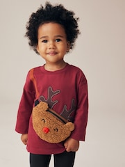 Red/Black Reindeer Christmas Bumbag Long Sleeve 100% Cotton T-Shirt And Leggings Set (3mths-7yrs) (3mths-7yrs) - Image 4 of 8