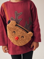 Red/Black Reindeer Christmas Bumbag Long Sleeve 100% Cotton T-Shirt And Leggings Set (3mths-7yrs) (3mths-7yrs) - Image 5 of 8