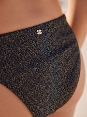 Noir - B by Ted Baker Textured Sparkle High Leg Bikini Bottoms - Image 5 de 6