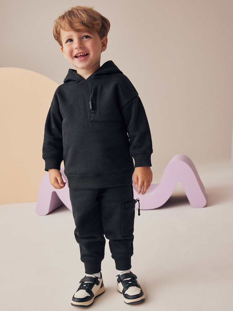 Black Utility Hoodie and Joggers Set (3mths-7yrs) - Image 1 of 4