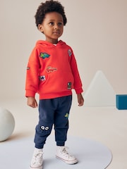 Red/Navy Blue Character Badges Hoodie and Joggers Set (3mths-7yrs) - Image 1 of 8