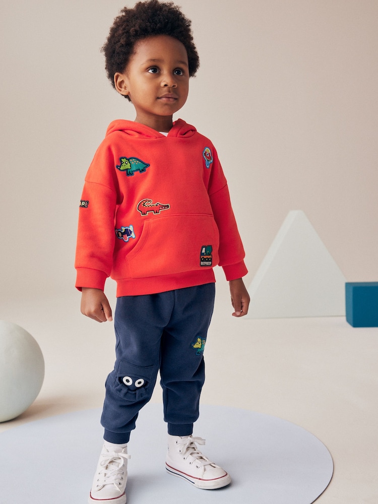 Red/Navy Blue Character Badges Hoodie and Joggers Set (3mths-7yrs) - Image 1 of 8