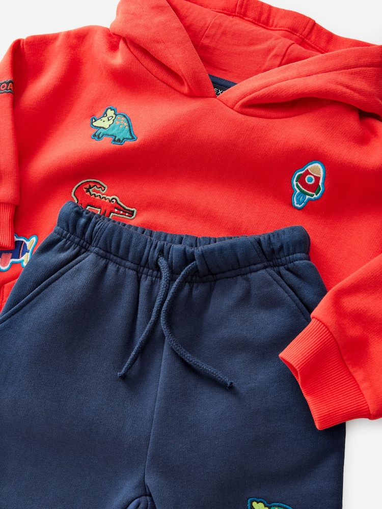 Red/Navy Blue Character Badges Hoodie and Joggers Set (3mths-7yrs) - Image 8 of 8