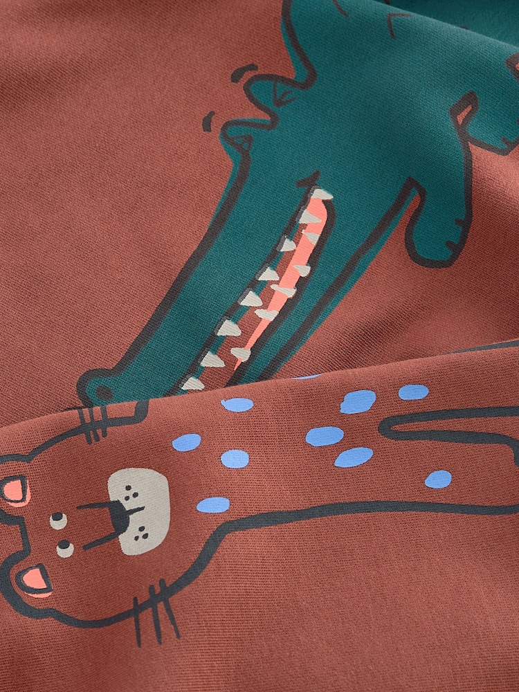 Rust Brown Safari Animals Oversized Printed Sweatshirt and Joggers Set (3mths-7yrs) - Image 10 of 10