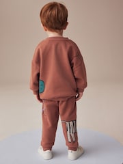 Rust Brown Safari Animals Oversized Printed Sweatshirt and Joggers Set (3mths-7yrs) - Image 4 of 10