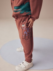 Rust Brown Safari Animals Oversized Printed Sweatshirt and Joggers Set (3mths-7yrs) - Image 6 of 10