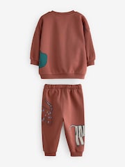 Rust Brown Safari Animals Oversized Printed Sweatshirt and Joggers Set (3mths-7yrs) - Image 8 of 10