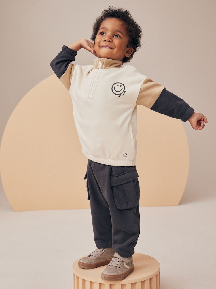 Ecru Colourblock Utility Funnel Zip Neck and Jogger Set (3mths-7yrs) - Image 1 of 6