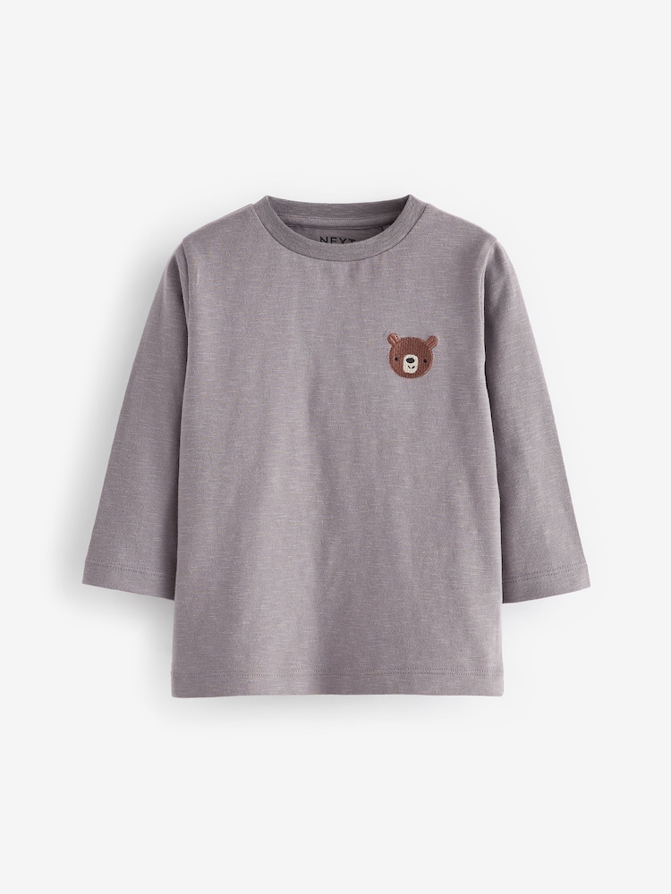 Grey Bear 100% Cotton Long Sleeves Semi Plain T-Shirt (3mths-7yrs) - Image 1 of 3