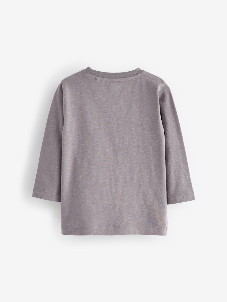 Grey Bear 100% Cotton Long Sleeves Semi Plain T-Shirt (3mths-7yrs) - Image 2 of 3