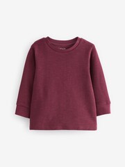 Burgundy Red 100% Cotton Long Sleeve T-Shirts 3 Pack (3mths-7yrs) - Image 4 of 7