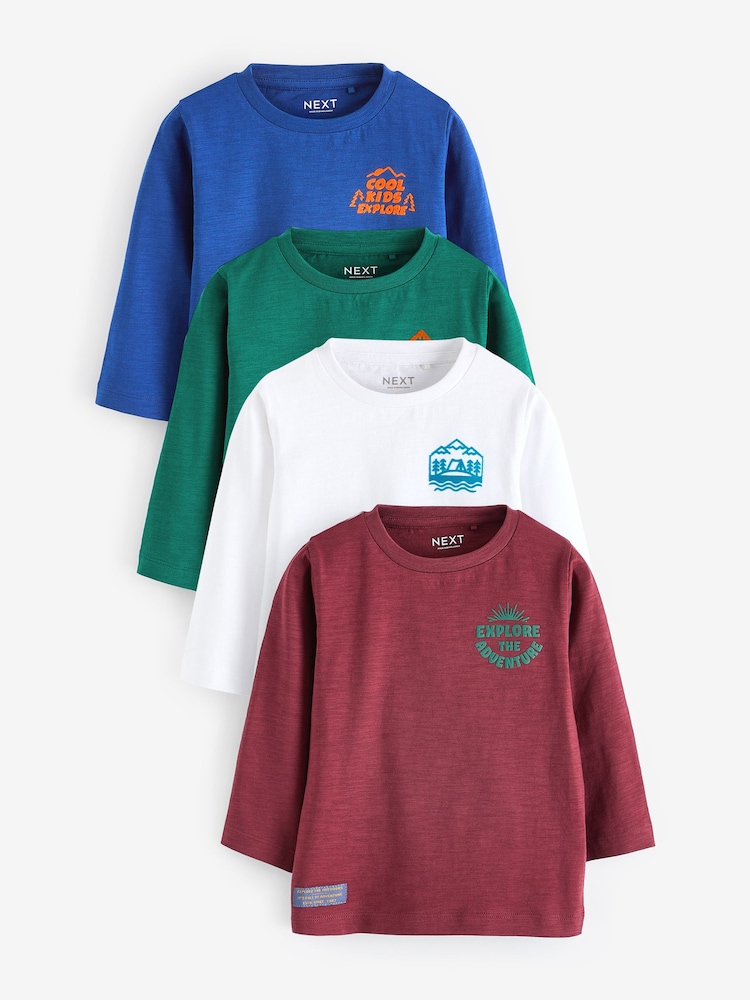 Blue/Green Long Sleeve Character T-Shirts 4 Pack (3mths-7yrs) - Image 1 of 7 Blue/Green Long Sleeve Character T-Shirts 4 Pack (3mths-7yrs) - Image 1 of 7